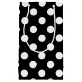 Weiße Polka Punkte auf schwarz Kleine Geschenktüte (Vorderseite)