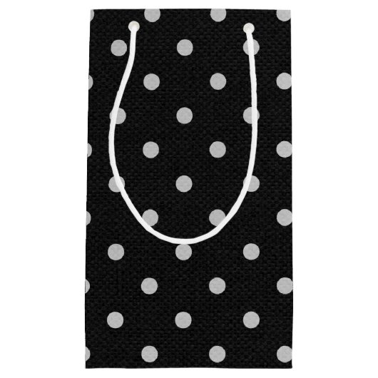 weiße Polka Punkte auf schwarz Kleine Geschenktüte (Vorderseite)
