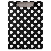 Weiße Polka Punkte auf schwarz Klemmbrett (Vorderseite)