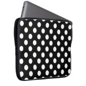Weiße Polka Punkte auf schwarz Laptopschutzhülle (Vorne Rechts)