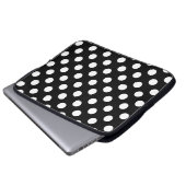 Weiße Polka Punkte auf schwarz Laptopschutzhülle (Vorne Knopf)