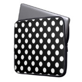 Weiße Polka Punkte auf schwarz Laptopschutzhülle (Vorderseite Links)