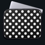 Weiße Polka Punkte auf schwarz Laptopschutzhülle<br><div class="desc">Weiße Polka Punkte auf schwarz</div>