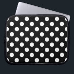 Weiße Polka Punkte auf schwarz Laptopschutzhülle<br><div class="desc">Weiße Polka Punkte auf schwarz</div>