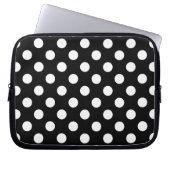 Weiße Polka Punkte auf schwarz Laptopschutzhülle (Vorderseite)