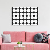 Weiße Polka Punkte auf schwarz Leinwanddruck (Insitu (Wohnzimmer))