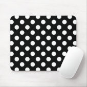 Weiße Polka Punkte auf schwarz Mousepad (Mit Mouse)