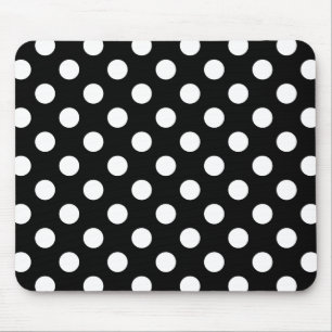 Weiße Polka Punkte auf schwarz Mousepad