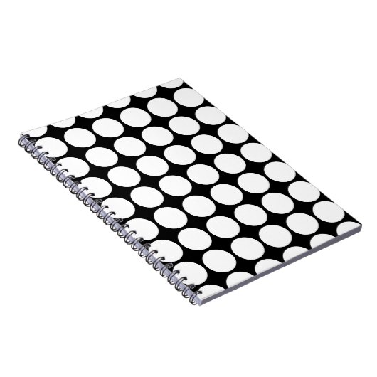 Weiße Polka Punkte auf schwarz Notizblock (Rechte Seite)