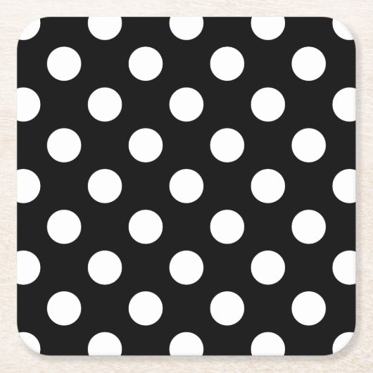 Weiße Polka Punkte auf schwarz Rechteckiger Pappuntersetzer (Vorderseite)