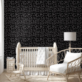 Weiße Polka Punkte auf schwarz - Retro texturiert Tapete