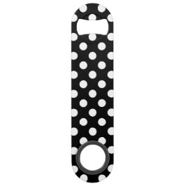Weiße Polka Punkte auf schwarz Speed Flaschenöffner