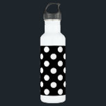 Weiße Polka Punkte auf schwarz Trinkflasche<br><div class="desc">Weiße Polka Punkte auf schwarz</div>