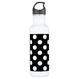 Weiße Polka Punkte auf schwarz Trinkflasche