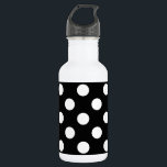 Weiße Polka Punkte auf schwarz Trinkflasche<br><div class="desc">Weiße Polka Punkte auf schwarz</div>