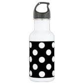 Weiße Polka Punkte auf schwarz Trinkflasche (Vorderseite)