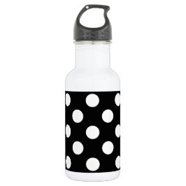 Weiße Polka Punkte auf schwarz Trinkflasche