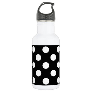 Weiße Polka Punkte auf schwarz Trinkflasche