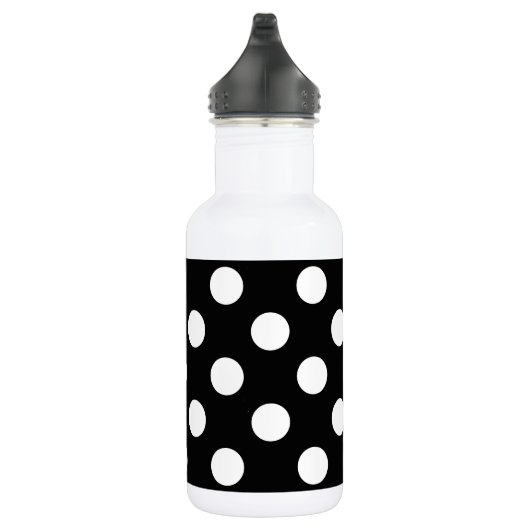 Weiße Polka Punkte auf schwarz Trinkflasche (Rechts)