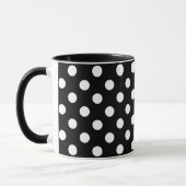 Weiße Polka-Punkte auf schwarzem Hintergrund Tasse (Links)