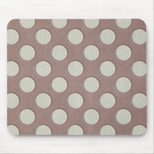 Weiße Polka-Punkte auf Taupe-Leder-Druck Mousepad