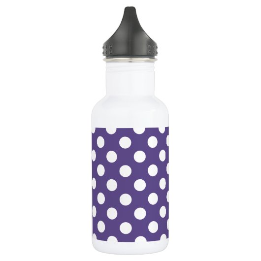 Weiße Polka-Punkte auf Ultraviolett Edelstahlflasche (Links)