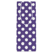 Weiße Polka-Punkte auf Ultraviolett Geschenktüte Für Weinflaschen (Rückseite)