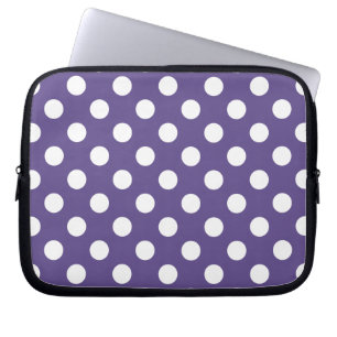 Weiße Polka-Punkte auf Ultraviolett Laptopschutzhülle