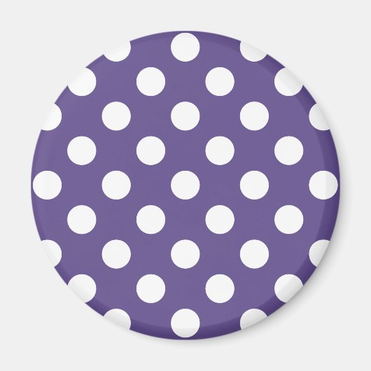 Weiße Polka-Punkte auf Ultraviolett Magnet (Vorne)