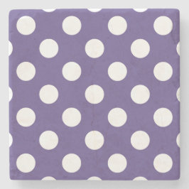 Weiße Polka-Punkte auf Ultraviolett Steinuntersetzer