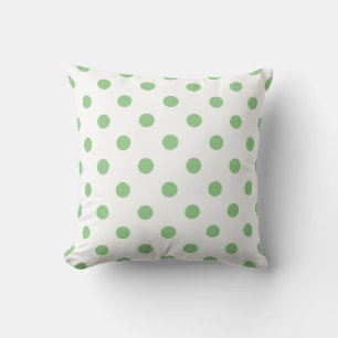 Weiße Polka-Punkte auf weißem Sage Green Decorativ Kissen