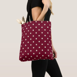 Weiße Polka-Punkte Burgunderrot Tasche