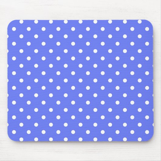weiße Polka Punkte in blauem Hintergrund. Mousepad (Vorne)