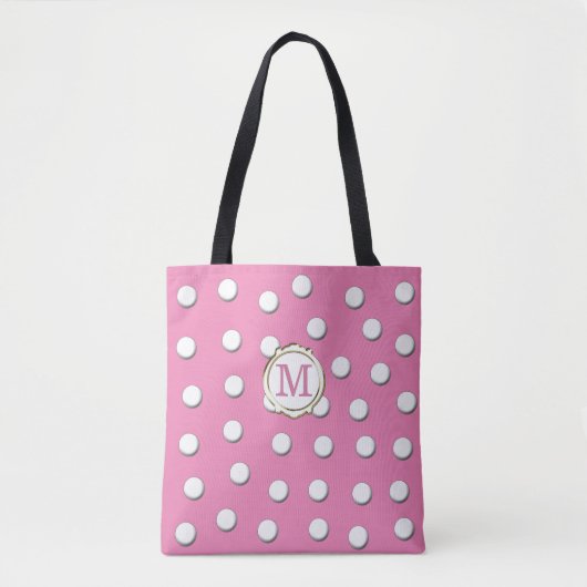 Weiße Polka-Punkte in Rosa Tasche (Vorderseite)