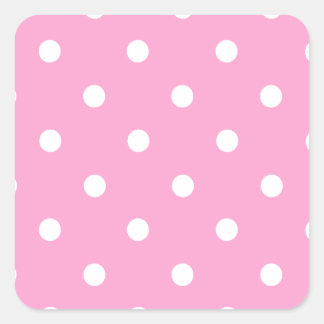 Weiße Polka Punkte mit rosa Hintergrund Quadratischer Aufkleber