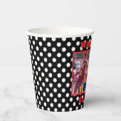 Weiße Polka-Punkte - roter Akzent Pappbecher (Vorderseite)