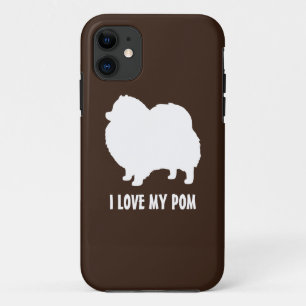 Weiße Pomeranian-Silhouette - Ich liebe meinen Pom iPhone 11 Hülle