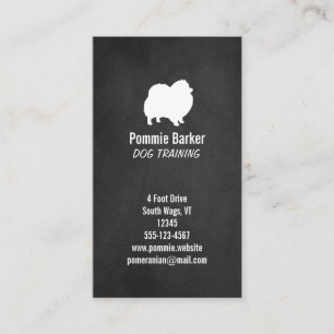 Weiße Pomeranian-Silhouette - Kreidetafel-Stil Visitenkarte