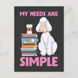 Weiße Poodle Bücher und Coffee Lover Bookworm Postkarte