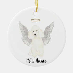 Weiße Poodle Sympathie Gedenkkerze Keramik Ornament