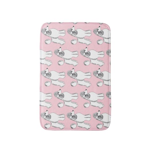 Weiße Poodles-Muster hellrosa Bath Mat Badematte (Vorderseite Vertikal)