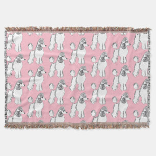 Weiße Poodles-Muster Schwarz rosa Keuchelblanken Decke