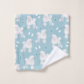 Weiße Poodles und Bows-Muster Badhandtuch Set (Waschlappen)
