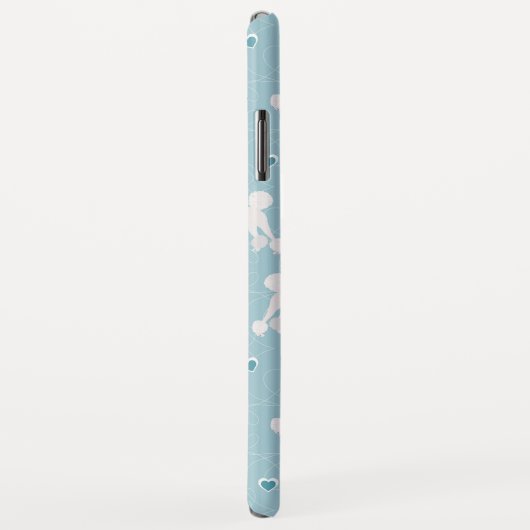 Weiße Poodles und Bows Muster Blau Case-Mate iPhone Hülle (Hinten/Rechts)