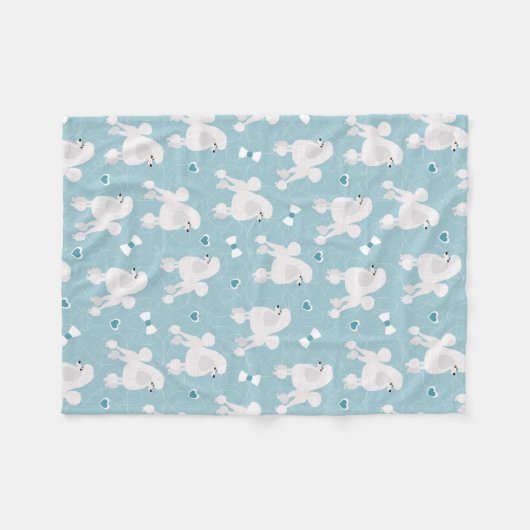Weiße Poodles und Bows-Muster Fleecedecke (Vorderseite (Horizontal))