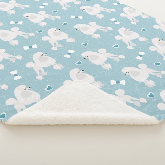Weiße Poodles und Bows-Muster Sherpadecke (3/4)