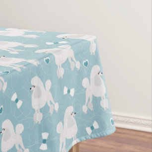 Weiße Poodles und Bows-Muster Tischdecke