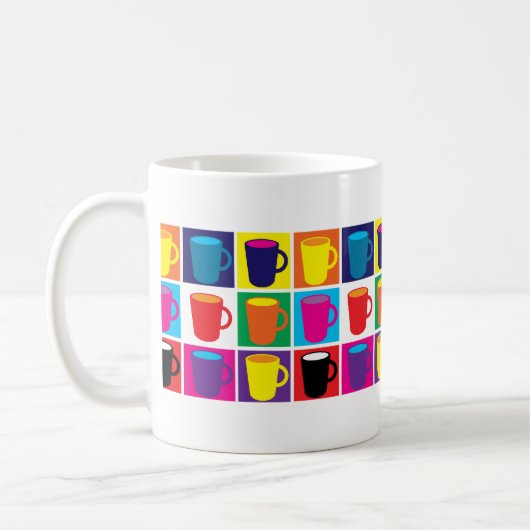 Weiße "Pop-Kunst-" Themed Tasse (Links)