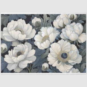 Weiße Poppies im großen Maßstab decoupage Seidenpapier