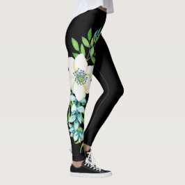 Weiße Prom-Blume korrespondierendes Design Streife Leggings